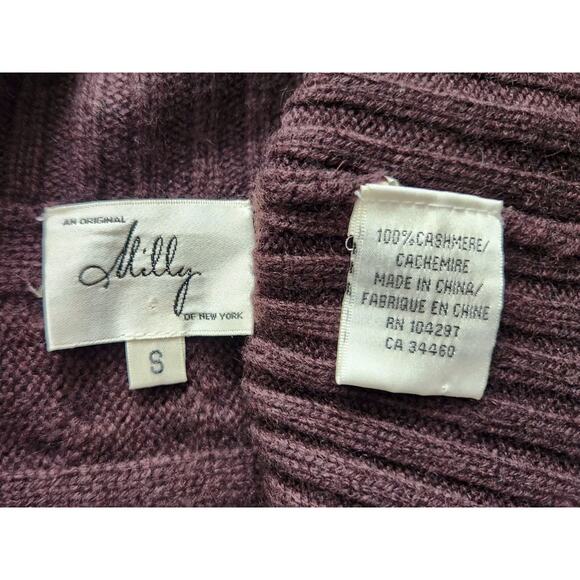 Milly Of New York Brown Cashmere Cable Nit Cropped Cardigan Bolero Size Small - Picture 4 of 5